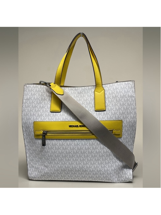 Michael Kors Handbags - Michael Kors Kenly Large Signature Tote Bag White Yellow Citrus